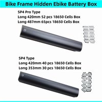 Bike Frame Hidden Ebike Battery Box 36V 48V Semi Hidden Battery Case with 4Pins Connector 65 52 40 30 pcs 18650 Cells Box