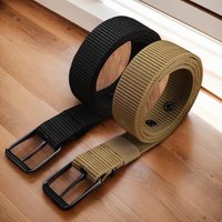 Fashion Unisex Eyelet Porous Belt Pin Buckle Canvas Leather Waist Belt Breathable Outdoor Sports Casual Jeans Belt For Men Women