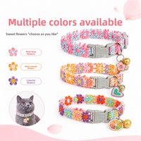 Cute 3D Flowers with Bells Adjustable Braided Cat Collars Suitable for Small Cats