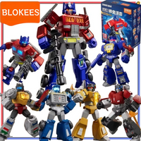 BLOKEES Transformers Man Shining Edition 2nd Optimus Prime Soundwave Luminous Plate Assembly Building Block Model Toy Gift