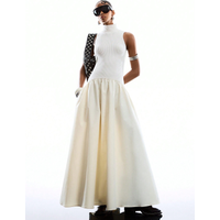 Women’s dress: summer 2026 style, elegant round neck vest, long skirt, large skirt hem, flared skirt, French-inspired high-end