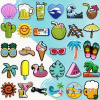 1/30pcs Summer Travel Shoe Charms Sun Beach Casual Vacation Shoe Accessories Decorations Pins for Women Men Kids Sandal Ornament