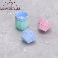 6 Pcs Petal Shape Muffin Cup Round 5cm Silicone Muffin Cake Baking Molds Cupcake Pan Baking Accessories Tart Cup Cake Mould