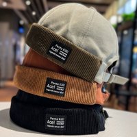 Y2K Vintage Beanie Hat Without Visor Docker Brimless Hats Retro Dome Corduroy for Men Women Hip Hop Streetwear Winter Autumn Cap