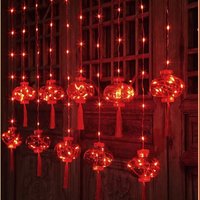 Chinese New Year Lantern Led Lights 8 Modes 3M Red Lantern String Lights Spring Festival Garland Decoration
