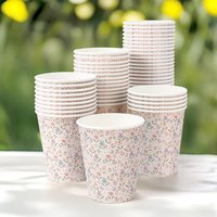 50Pcs 9Oz Floral Paper Cups Disposable Tableware Drink Coffee Flower Drink Fairy Birthday Tea Party Wedding Bridal Decorations