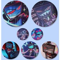 H-Hazbin VOX H-Hotel Trust Us Badges 25 32 44 58 75 Mm Round Cosplay Pin Bag Decor Fans Collect Friends Gifts Brooch Souvenir