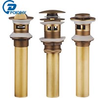Antique Brass Pop Up Drain Bathroom Sink Push Down Pop Up Stopper Drain Washbasin Accessoires Plug Cover Waste Pipe Drainer