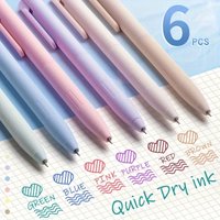 New 6pcs Colorful Gel Pens for Note Pastel Gel Pens Quick-Drying and Smudge-Free Colored Cute Retractable Fine Point Pen 0.5mm