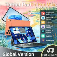 Pad 17 Pro Max Tablet 2026 Gobal Version 11Inch Android 16 10 Core 24Gb Ram 2TB Rom 20000Mah Battery Dual Sim 5G Lte Mini Tab PC