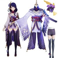 Game Genshin Impact Raiden Shogun Cosplay Costume Baal Wig Beelzebul Cosplay Costume Sexy Women Kimono Dress Uniform Party Suit