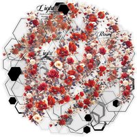 Etori Life Blooming Moments Red Rose Vine Black and White Hexagonal Border Pet Stickers 20 Sheets for Notebook Collage Decoration, Laptop Stickers, Luggage, Office Decoration Accessories, Room