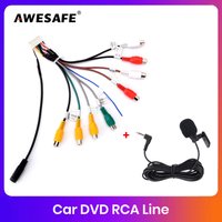 Kabel adaptera RCA do radia samochodowego AWESAFE z wejściem Aux i mikrofonem, akcesoria samochodowe tylko do radia samochodowego JUNSUN/AWESAFE