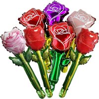 10Pcs Red Rose Balloons Flower Balloons Rose Flower Shape Foil Balloons Birthday Baby Shower Party Valentine's Day Decoration