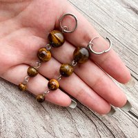 Natural Stone Long Dangle Earrings For Women Fashion Jewelry Amethyst Tigereye Opal Handmade Beaded Earrings Wedding