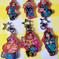 MW keychains 2 inch acrylic charms with star clasp and holographic stars