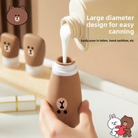 LINE FRIENDS Brown Cony Sally Travel Silicone Bottles Leak Proof Refillable Travel Containers for Lotion Shampoo Conditioner
