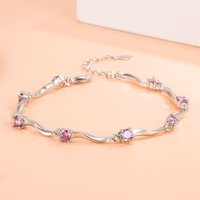 925 Sterling Silver Wave Zircon Retro Bracelet For Women Wedding Party Fashion Charm Jewelry