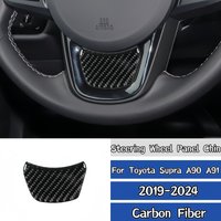 For Toyota GR Supra A90 A91 MK5 2019-24 Carbon Fiber Car Steering Wheel Panel Chin Trim Cover Decor Sticker Interior Accessories