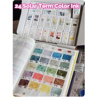 Ostrich 24 Solar Term Chromoshading Ink Color Ink Water Color Ink Fountain Pen Dip Pen Drawing Pigment Ink 10ml