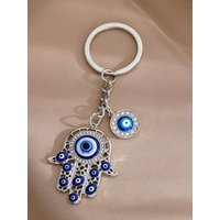 Evil Eye Keychain Hamsa Hand Keyring Lucky Charm Blue Eye Pendant Crystal Rhinestone Car Bag Key Protection Amulet Jewelry Gift