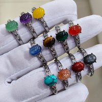 1pc100% natural amethyst gemstone adjustable copper plated silver ring for women, for parties and gifts jewelry