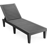 Chaise Lounge Chair, Plastic Sun Lounger Bed with 5Position Adjustable Backrest, Outdoor Recliner Chair Leisure Deck Seat for P