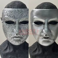 2 Types Halloween Easter Baldwin IV Cosplay Costume Mask Scary Silvery Face Costume Mask Handmade Resin Craft Accessories