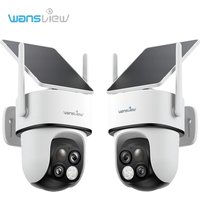 Caméras de sécurité sans fil à double objectif 2K, alimentées par batterie solaire, pour l’extérieur, modèle 355. ° Caméra WiFi panoramique/inclinable, vision nocturne couleur, facile à installer,