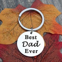 Cross-border Father's Day Best Dad Ever Stainless Steel Keychain Minimalist Key Chain Car