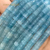Rondelle Natural Stone Chalcedony Aquamarine Color 3x6MM Flat Round Spacer Beads for Jewelry Making DIY Bracelet Accessories