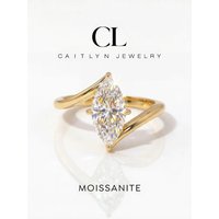 925 Sterling Silver Glamorous 2CT Moissanite Diamond Shiny Marquise Ring for Women Engagement Wedding High Quality Fine Jewelry
