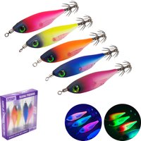 5pcs Luminous 7cm Squid Fishing Lures with Double Hooks 4.8g Sea Fishing Baits for Octopus And Cuttlefish Catching wood shrimp