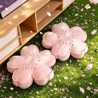 Soft Fluffy Cherry Blossoms Sofa Cushion, Cute Kawaii Cartoon Plush Pillow Stuffed Flower Doll For Girl Birthday Christmas Gift