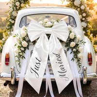 Just Married Car Bow With Ribbon Elegant Wedding Car Decor Lovely Accessory For Wedding Day Bridal Shower Newlywed Vehicle Decor