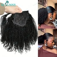 Wrap Around Ponytail Human Hair Afro Kinky Curly Drawstring Ponytail Clip In Hair Extensions Remy Human Hair Curly Hair Tail