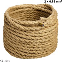0.75mm² 2 Core Twisted Cable Hemp Rope Electrical Wire Retro Style Copper Vintage Lamp Cord Woven Textile Wire Pendant Light