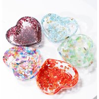 Natural Crystal Quartz Epoxy Resin Goldleaf Love Heart Bowl