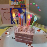 6pcs Colorful Flame Candles Dessert Baking Cake Party Creative Rainbow Candles Children's Birthday Supplies