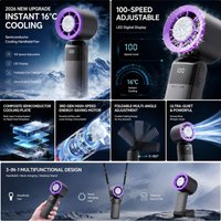 Portable High Speed Cooling Handheld Fan 2400mAh Rechargeable 100 Wind Speeds Adjustable Mini Foldable Air Cooling Turbo Fan