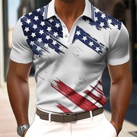 3D striped printed men's polo shirt, summer casual short sleeved shirt, lapel button classic men's polo shirt