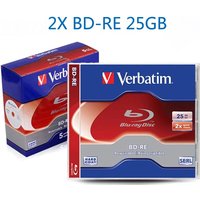 Verbatim Blu-Ray Disc BD-RE 25GB 2X BDRE Blank Bluray Disks Dual Layer Rewritable 5pack