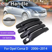for Opel Corsa D S07 2006~2014 Vauxhall Luxurious Carbon Fiber Door Handle Cover Trim Car Styling Accessories Stickers 2007 2008