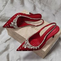 Luxury Gemstone Women Pumps Sandals Sexy Pointed Toe Elegant Wedding Dress High Heels for Ladies Fashion Satin Designer Shoes