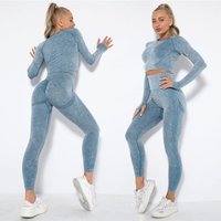 Frauen Nahtlose Yoga Set Fitness Sport Anzüge Gym Kleidung Langarm Crop Top Shirts Hohe Taille Lauf Leggings Workout Hosen