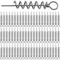 50Pcs Spring Twist Lock Fishing Crank Hook Centering Pin Screw Lock Bait Keeper Spring Fishing Hook for Worm Lures Bait Keeper