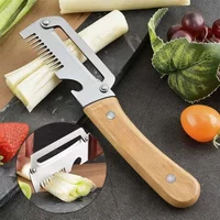 3-in-1 Serrated Peeling Knife Premium Vegetable Peeler With Wooden Handle And Bottle Opener Kitchen Tool