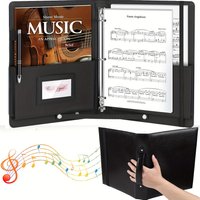 1 Set PU Leather Music Score Folder 3-Ring Choir Music Folder, With Elastic Band And Handle Suitable For Files Of Multiple Sizes