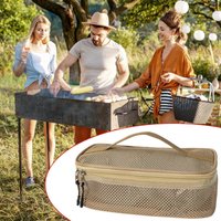 Portable Zippered Mesh Cookware Pouch Multifunctional Outdoor Camping Organizer Bag for Road Trip Beach Travel Kitchen Tools