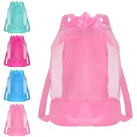 Mesh Drawstring Backpack Bag, Beach Backpack Mesh Bag for Swimming, Beach, Swim, Kids Pool Toys Storage Bag for Shell Collecting